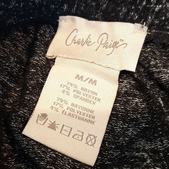Charlie Paige Heather Black Wide Leg Flowy Drawstring Raw Hem Pants/Capri - Picture 2 of 11